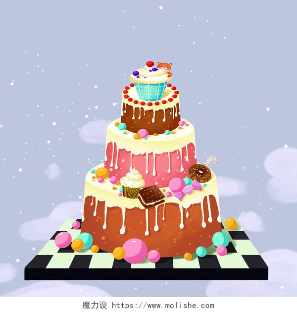 生日蛋糕蛋糕素材蛋糕元素过生日漂亮的生日蛋糕熊饼干PNG素材